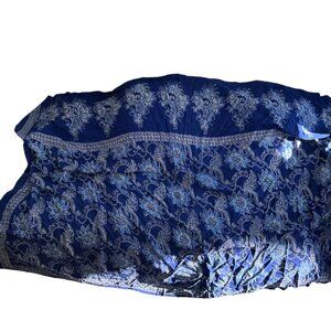 Bali Moon blue white Tropical Flower print pareo wrap shawl